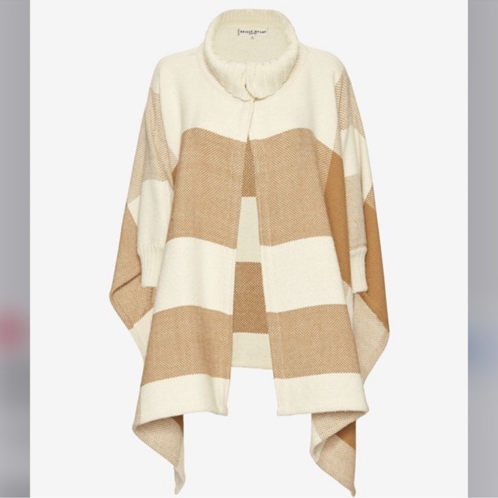 Apiece Apart Alpaca Wool Blend Plaid Poncho Sweater Chunky Knit OS